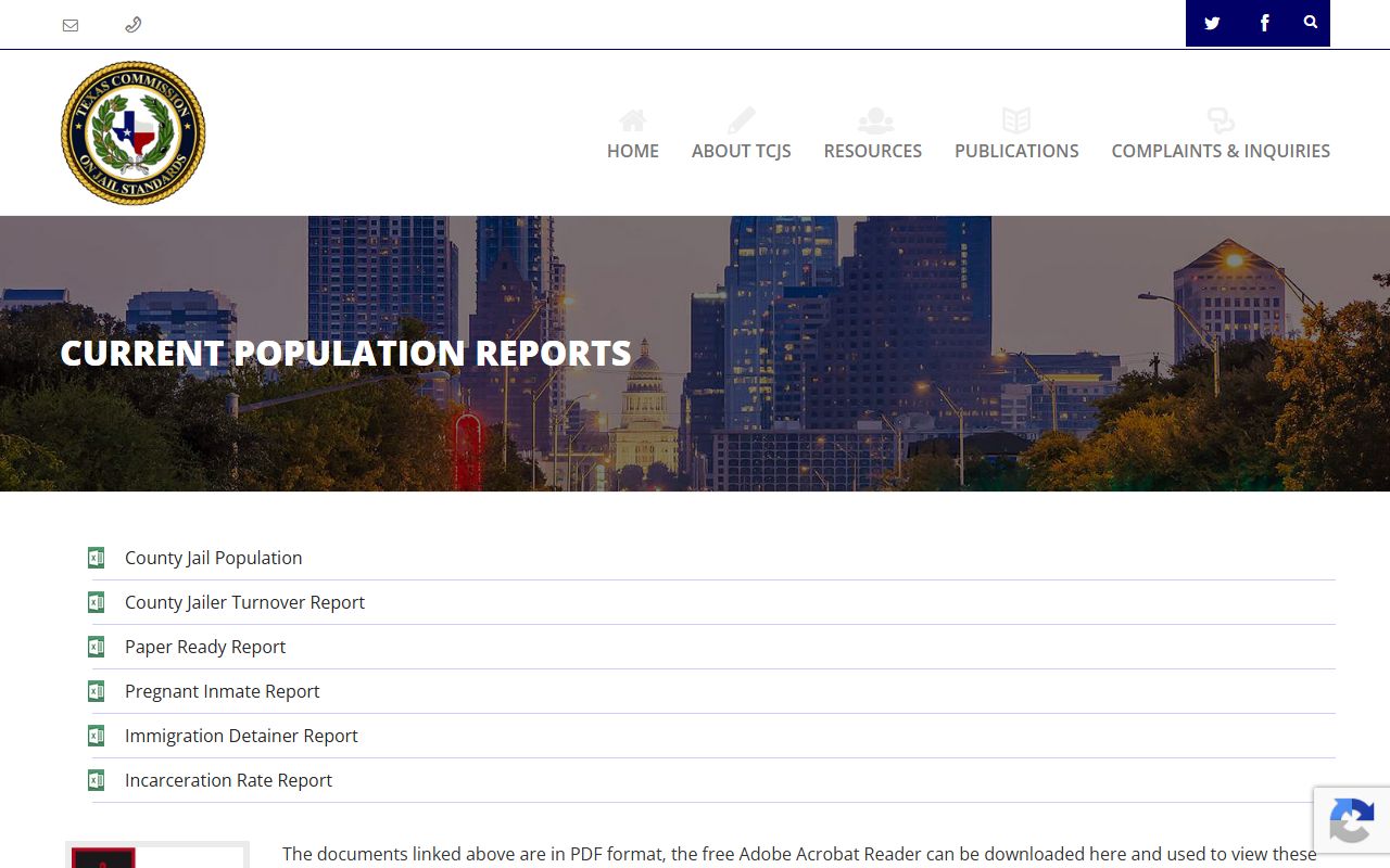 San Jacinto County inmate population TCJS population reports